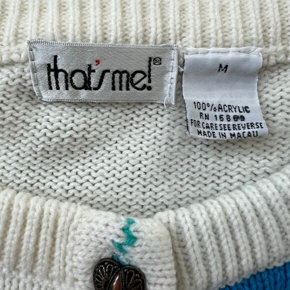 Vintage That's Me Puff Sleeve Folk Art Cardigan Medium Kidcore Cottagecore - Picture 7 of 11